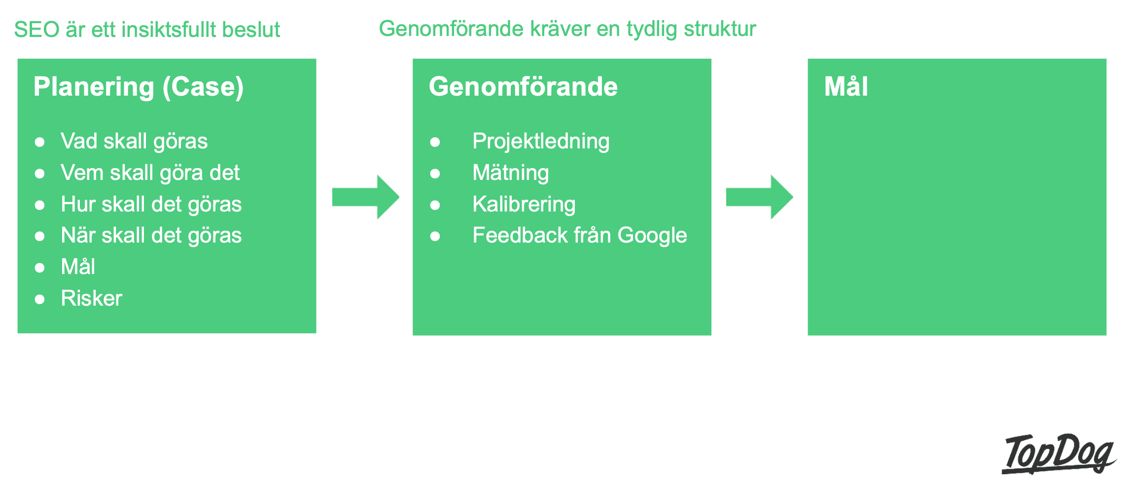 Topdogs strategi för ett lyckat SEO-projekt, steg för steg.