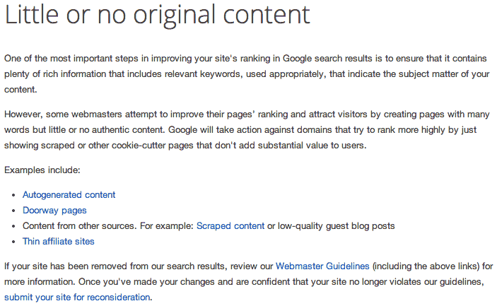 Google webmaster guidelines avseende gästbloggande