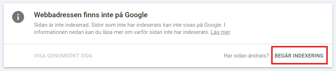 Skärmbild som visar meddelandet
